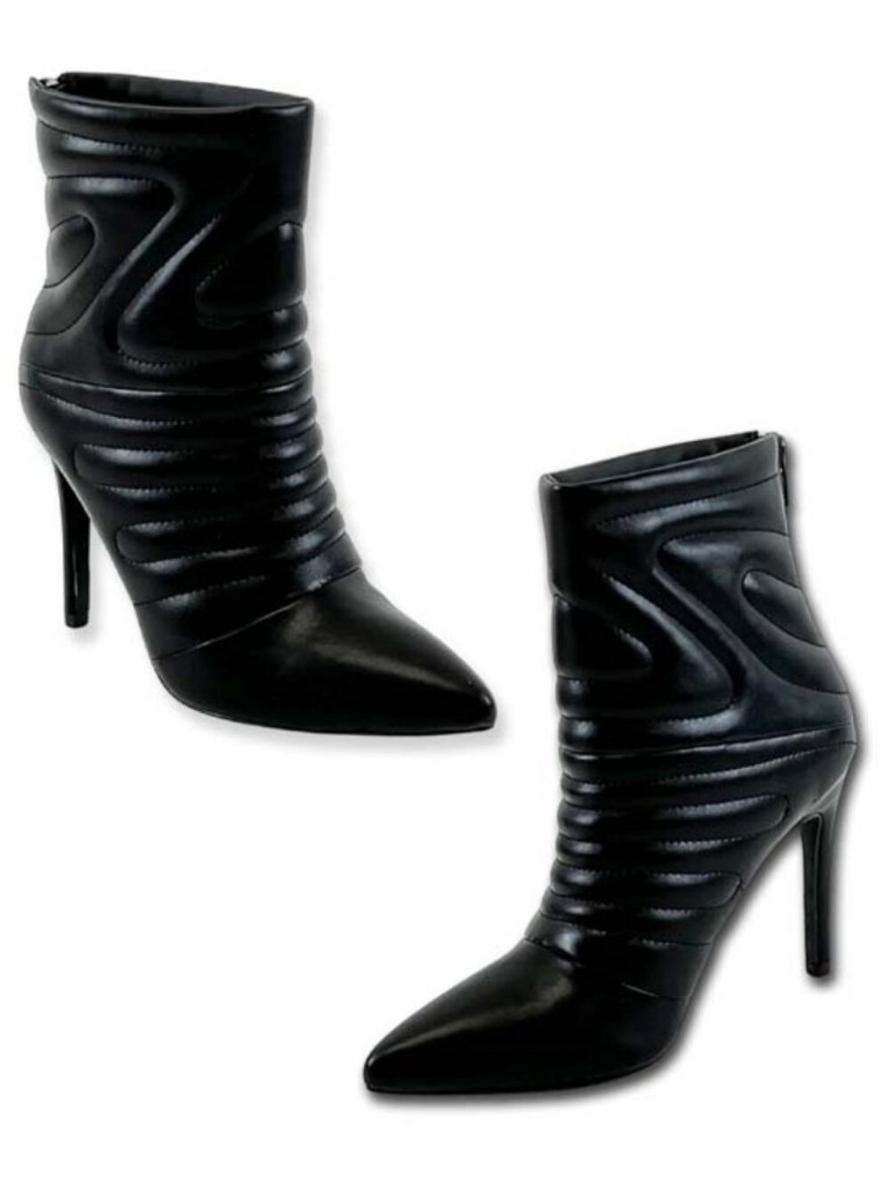 NEW WOMEN'S GLAZE ANKLE BOOTS WOMENS SIZE 8 FAUX LEATHER STILETTO HEELS